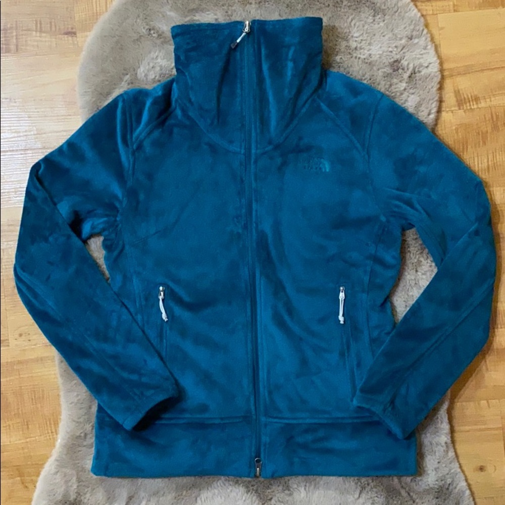 North Face Zip Up Sweater Size M. Teal